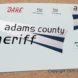 1/43rd scale Adams County, Colorado Sheriff Decals