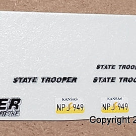 1/43rd scale Kansas Highway Patrol Decals