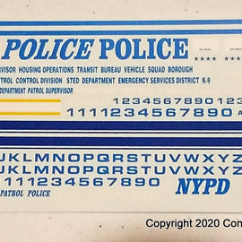 1/24th scale N-Y-P-D Emergency Service Decals