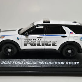 Custom 1/43rd scale River Falls, Wisconsin Police 2022 Ford Police Interceptor Utility diecast model