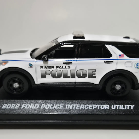 Custom 1/43rd scale River Falls, Wisconsin Police 2022 Ford Police Interceptor Utility diecast model