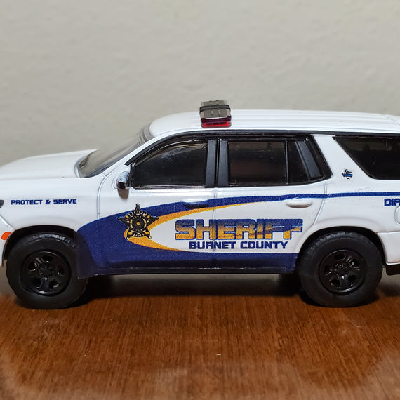Custom 1/64th scale Burnet County, Texas Sheriff 2022 Chevrolet Tahoe PPV