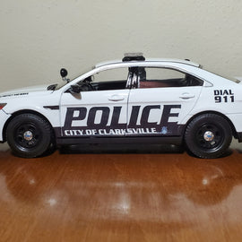 Custom 1/24th scale Clarksville, Tennessee Police Ford Police Interceptor Sedan diecast car