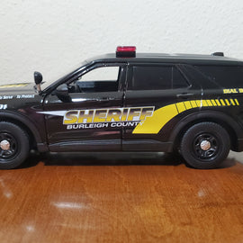 Custom 1/24th scale Burleigh County, North Dakota Sheriff 2022 Ford Police Interceptor Utility diecast car