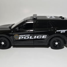 Custom 1/24th scale Houston, Texas Police 2022 Ford Police Interceptor Utility diecast car (all black car)