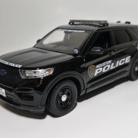 Custom 1/24th scale Houston, Texas Police 2022 Ford Police Interceptor Utility diecast car (all black car)