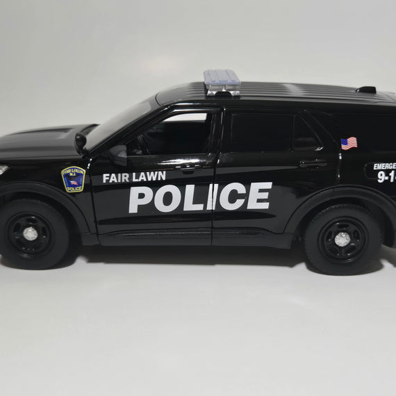 Custom 1/24th scale Fair Lawn, New Jersey Police 2022 Ford Police Interceptor Utility diecast car replica