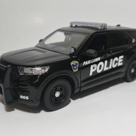 Custom 1/24th scale Fair Lawn, New Jersey Police 2022 Ford Police Interceptor Utility diecast car replica