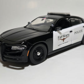 Custom 1/24th scale Fort Worth, Texas Police 2023 Dodge Charger Pursuit diecast model