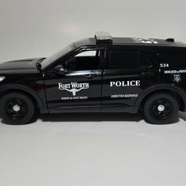 Custom 1/24th scale Fort Worth, Texas Police 2022 Ford Police Interceptor Utility diecast model (all black car)