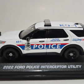 Custom 1/43rd scale Columbus, Ohio Police K9 2022 Ford Police Interceptor Utility diecast model