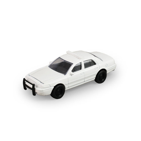 #30548 - 1/64th scale Blank White 2001 Ford Crown Victoria Police Interceptor WITH lightbar and pushbar  ***HOBBY EXCLUSIVE***