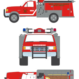 #30580 - 1/64th scale Heroico Cuerpo de Bomberos, Distrito Federal, Mexico (Mexico City) 1990 Ford F-350 Mini Pumper Fire Truck