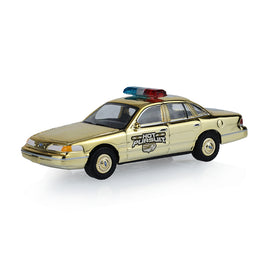 #43070-F - 1/64th scale Greenlight Gold Chrome Edition 2008 Ford Crown Victoria Police Interceptor