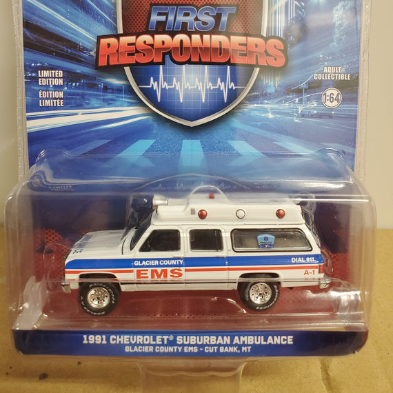 #67060-B - 1/64th scale Glacier County EMS, Cut Bank, Montana 1991 Chevrolet Suburban Ambulance