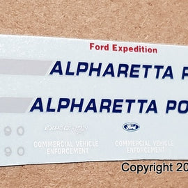 1/43rd scale Alpharetta, Georgia Police Decals (Ford Expedition)