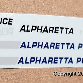 1/43rd scale Alpharetta, Georgia Police Decals (Chevrolet Impala)