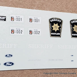 1/43rd scale Carroll County, Maryland Sheriff Decals (old graphics)