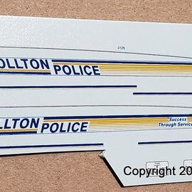 1/43rd scale Carrollton, Texas Police Decals (old graphics - blue/yellow)