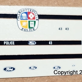 1/43rd scale Charlottesville, Virginia Police Decals