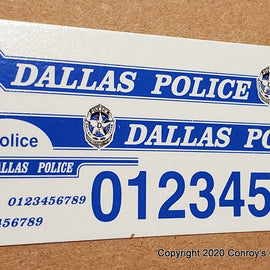 1/43rd scale Dallas, Texas Police Decals (1991-1992 Chevrolet Caprices)