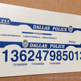 1/43rd scale Dallas, Texas Police Decals (1993-1996 Chevrolet Caprices)