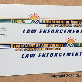1/43rd scale Florida Department of Agriculture Law Enforcement Decals