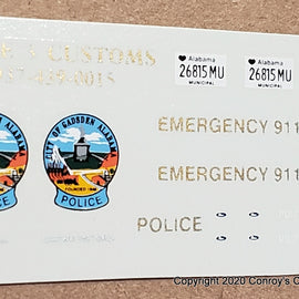 1/43rd scale Gadsden, Alabama Police Decals