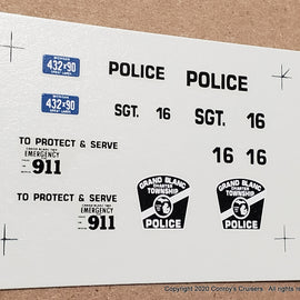 1/43rd scale Grand Blanc Township, Michigan Police Decals