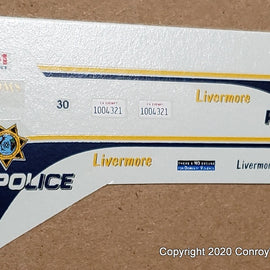 1/43rd scale Livermore, California Police Decals (old graphics)