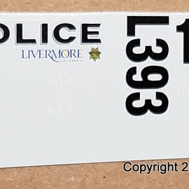 1/43rd scale Livermore, California Police Decals