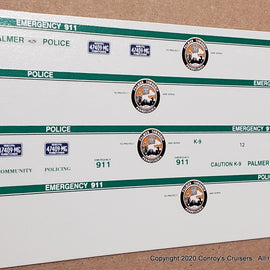 1/43rd scale Palmer Township, Pennsylvania Police Decals