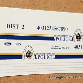 1/43rd scale St. Louis, Missouri Metropolitan Police Decals