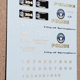 1/43rd scale Springboro, Ohio Police Decals