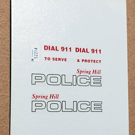 1/43rd scale Spring Hill, Kansas Police Decals