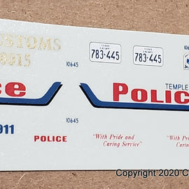 1/43rd scale Temple, Texas Police Decals (old graphics)