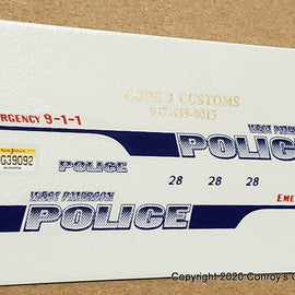 1/43rd scale West Paterson, New Jersey Police Decals