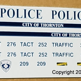 1/24th scale Thornton, Colorado Police Decals