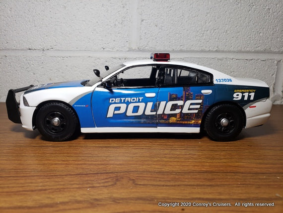 Custom 1/24th scale Detroit, Michigan Police Dodge Charger diecast car (skyline graphics)