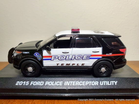 Custom 1/43rd scale Temple, Texas Police Ford Police Interceptor Utility diecast car
