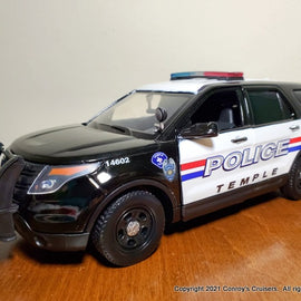 Custom 1/24th scale Temple, Texas Police Ford Police Interceptor Utility diecast car