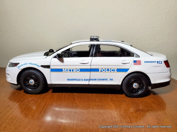Custom 1/24th scale Nashville, Tennessee Metro Police Ford Police Interceptor Sedan diecast car