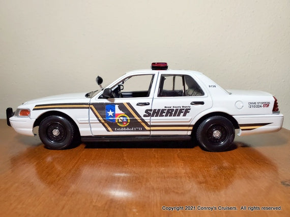 Custom 1/24th scale Bexar County, Texas Sheriff Ford Crown Victoria Police Interceptor diecast model