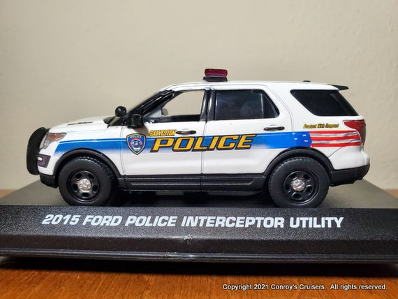 Custom 1/43rd scale Galveston, Texas Police Ford Police Interceptor Utility diecast model