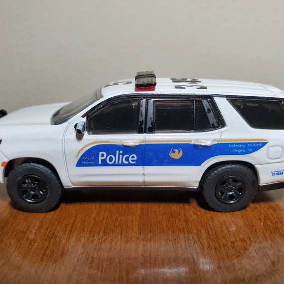 Custom 1/64th scale Phoenix, Arizona Police 2022 Chevrolet Tahoe Police Pursuit Vehicle