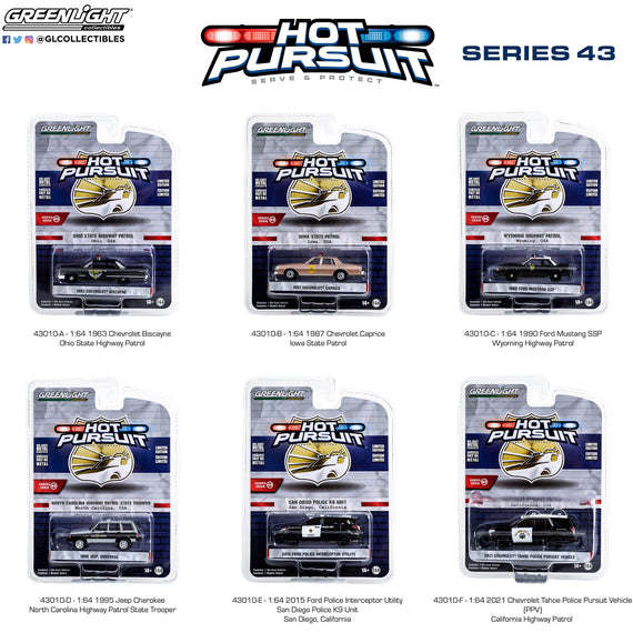 #43010 - 1/64th scale Greenlight Hot Pursuit Series 43 6-car set