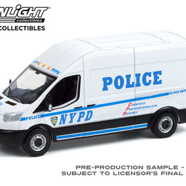 #53030-A 1/64th scale NYPD 2015 Ford Transit Long Wheel Base High Roof Van