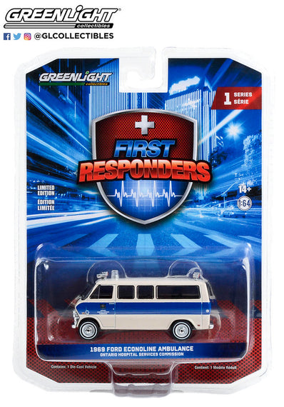 #67040-A - 1/64th scale Ontario, Canada Hospital Services Commission 1969 Ford Econoline Ambulance