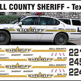 Bell County, Texas Sheriff Decals (old graphics for white cars)