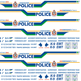 Vancouver, British Columbia, Canada Police Decals (old graphics)